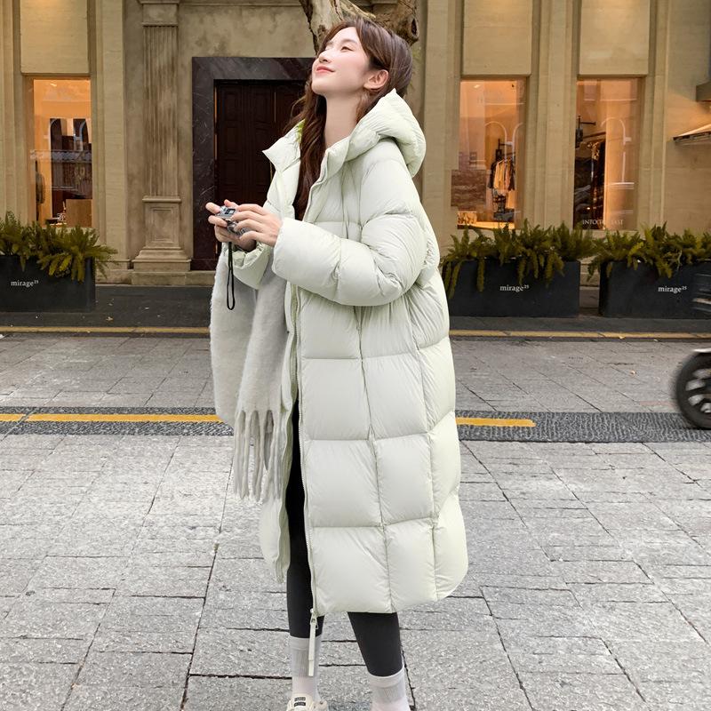 Damen Extra-Langer Kapuzenparka Winter Locker Daunenjacke