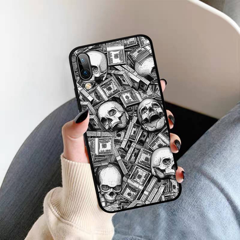 Yinuoda Funny Skull Currency Phone Case For OPPO A9 A7 A3S A1K F5 Reno 2 Z Realme 6 5 Pro C3 Vivo Y91C Y51 Y31 Y19 Y17 Y11 V17