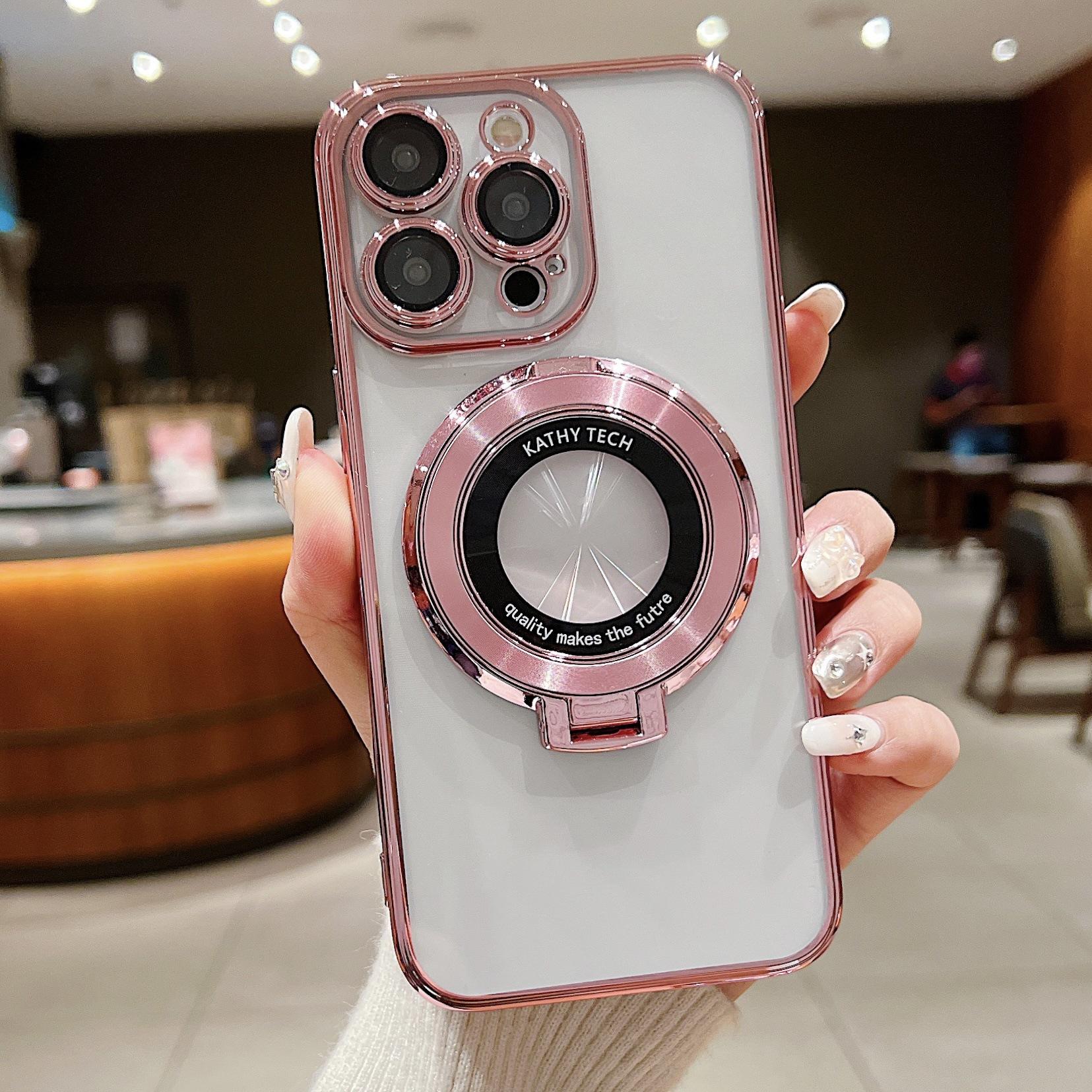 

Suitable for Apple 16PRO Phone Case, IPhone14 Electroplated Magnetic Stand, 13promax Full Cover Protective Case Apple 7P/8Plus розовый