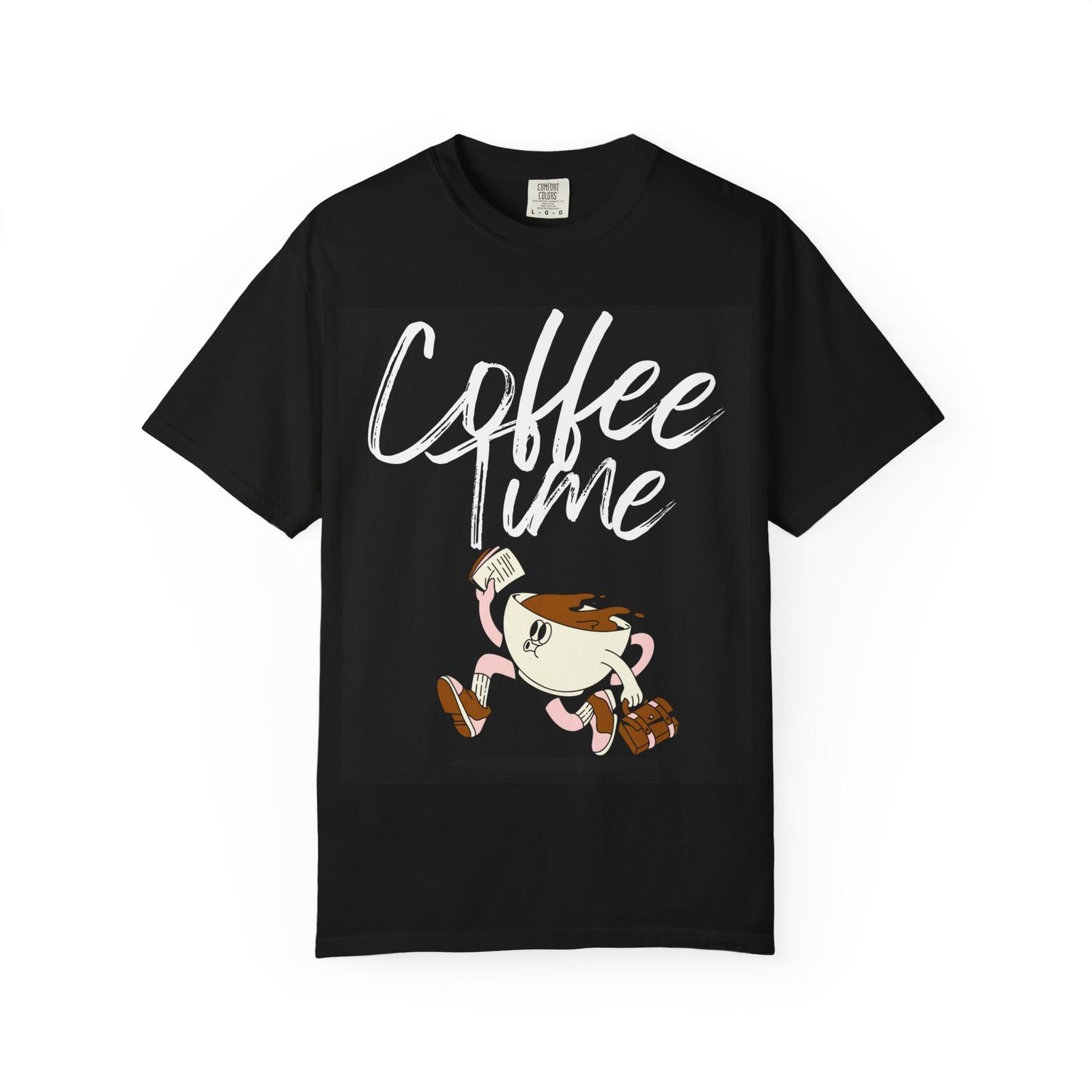 Coffee Time T-Shirt - Comfort Colors — Retro Cartoon Coffee Cup Graphic M