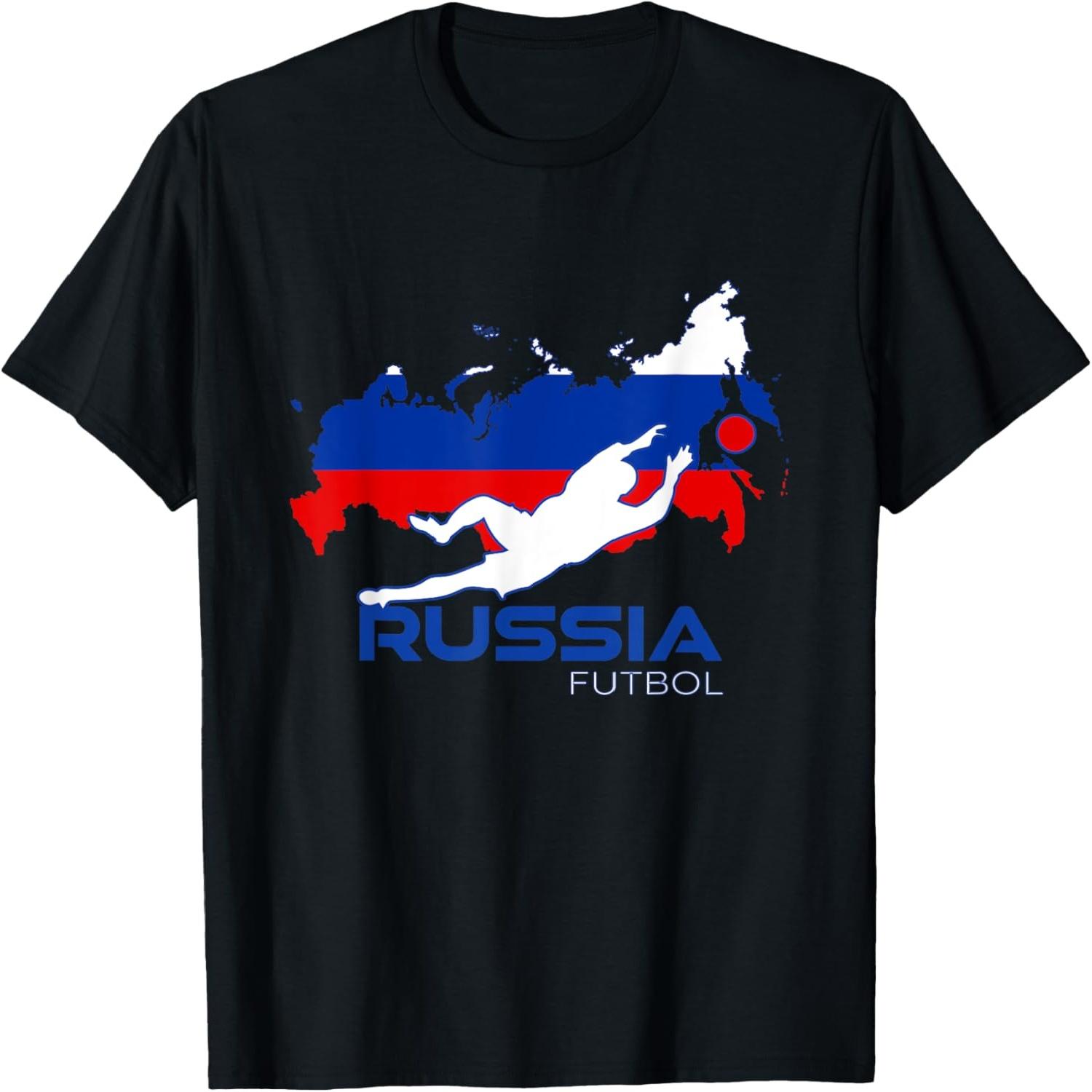Team Russia Soccer Goalie National Flag Proud Russian Futbol T-Shirt S