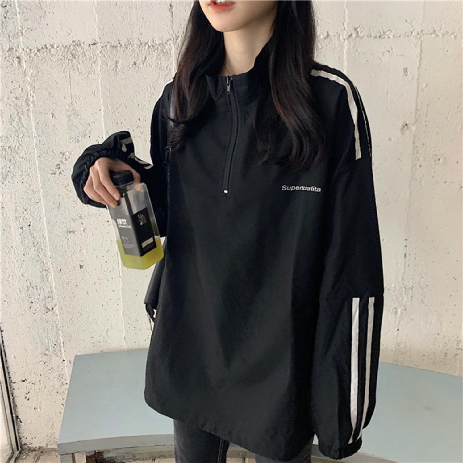 Women s Half Zip Hoodie Long Sleeve Letter Print Loose Fit Sweatshirt Casual Fall Streetwear Top M