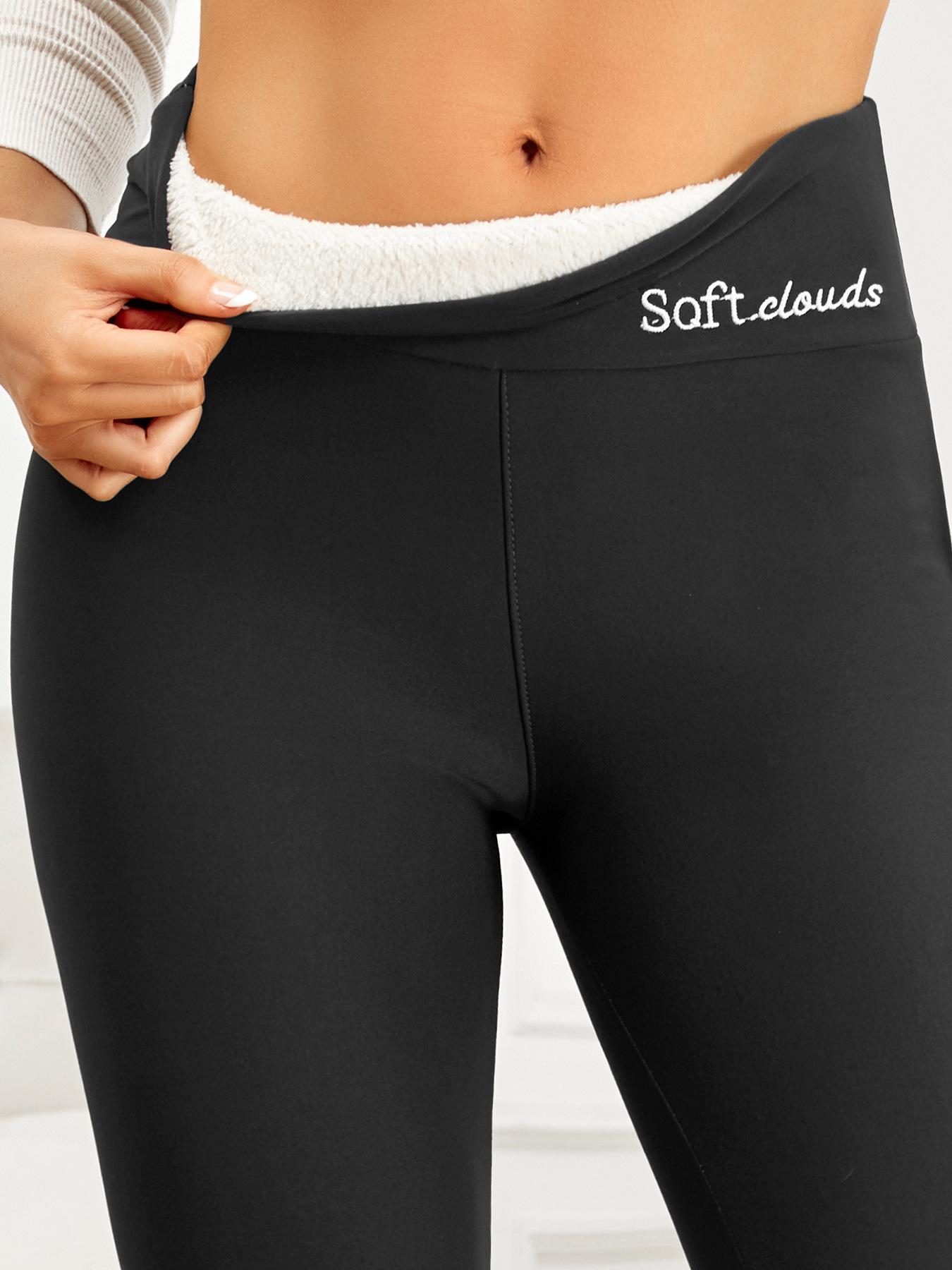 

2026 European & American Autumn Plus Velvet Lambswool Warm Base Layer Pants M чёрный