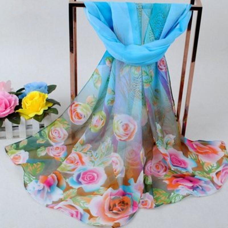 2025 New Fashion Women Floral Printing Beach Silk Scarf Shawls Female Long Wraps Beach Sunscreen Hijab