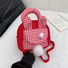 Modische Kawaii Mädchen Nylon Mini Rucksack Leicht Karomuster Cartoon Hase Damen Umhängetasche Handtasche