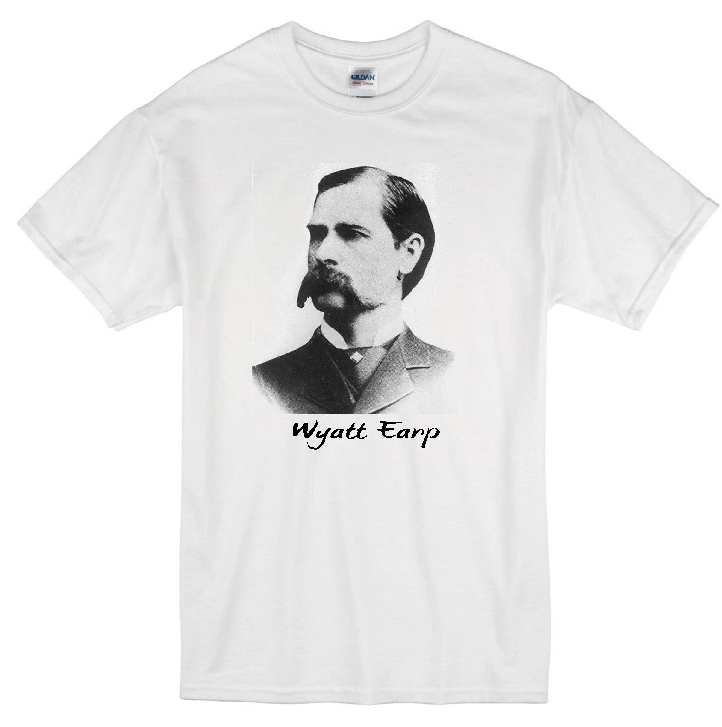 WYATT EARP WESTERN MARSHAL LAWMAN OK CORRAL DODGE CITY TOMBSTONE WHITE T-shirt 4XL