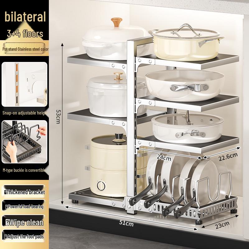 Layered Kitchen Storage Rack for Cookware & Utensils