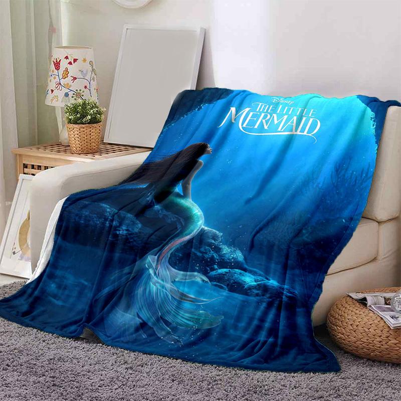 1pc, Disney The Little Mermaid Ariel Underwater Scene Throw Blanket Home Decor, Couch Cover, Outdoor Blanket, Gift Idea, Flannel Blanket for Bedroom 80x120cm