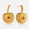 Light luxury sweet style red cherry stud earrings jewelry