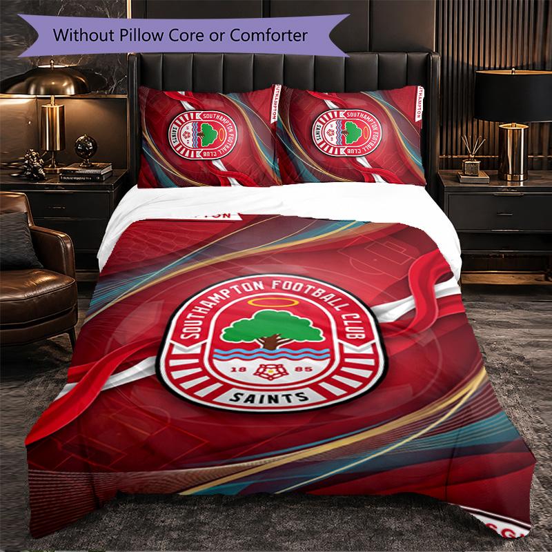 Southampton Football 3 Piece Bedding Set Soft Duvet Cover Set with Pillowcases Printed Bedroom Decor Set for Home