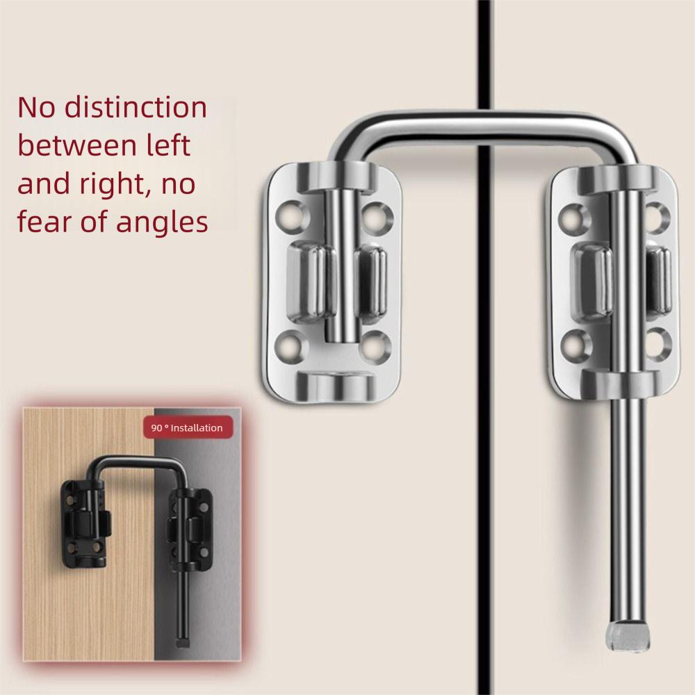 Hardware Stainless Steel Door Latch Lock Non Perforated Thickened Anti-theft Buckle 90/180 Degree Safety Door Buckle Fences