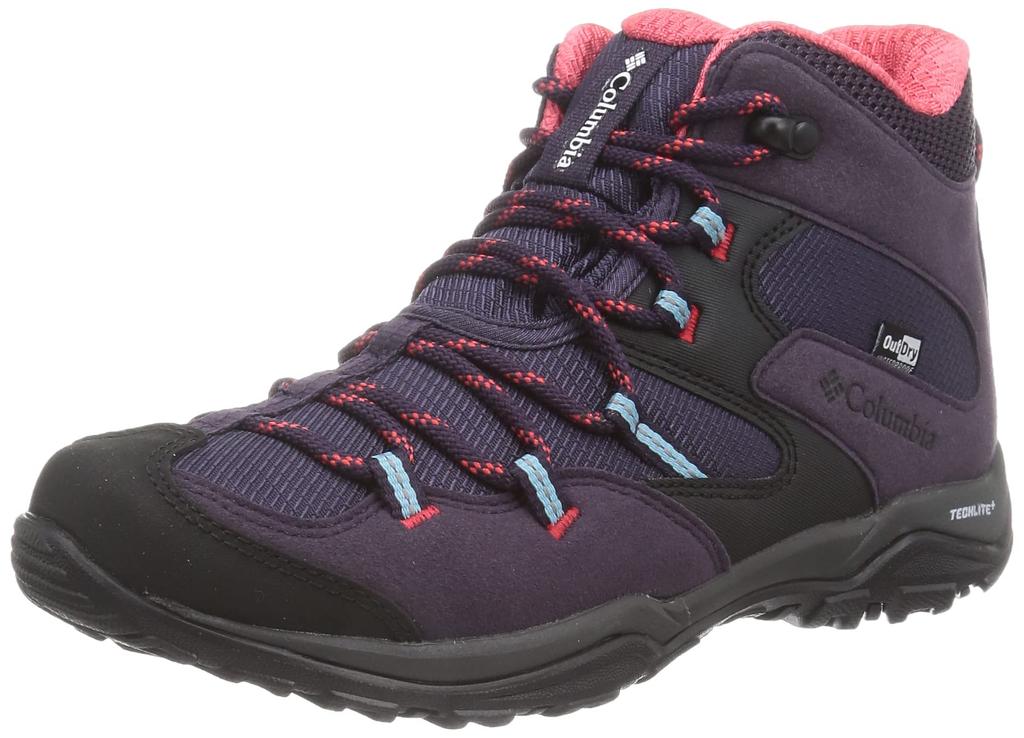 Columbia Sabre Five Mid Outdry YL2365 Size Dark Sea Wave Women's Shoes, 24cm, Plum,
