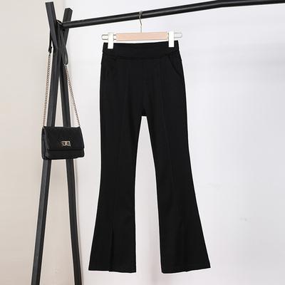 Spring and Autumn New Elastic Waist Pants Split Flared Bell Pants