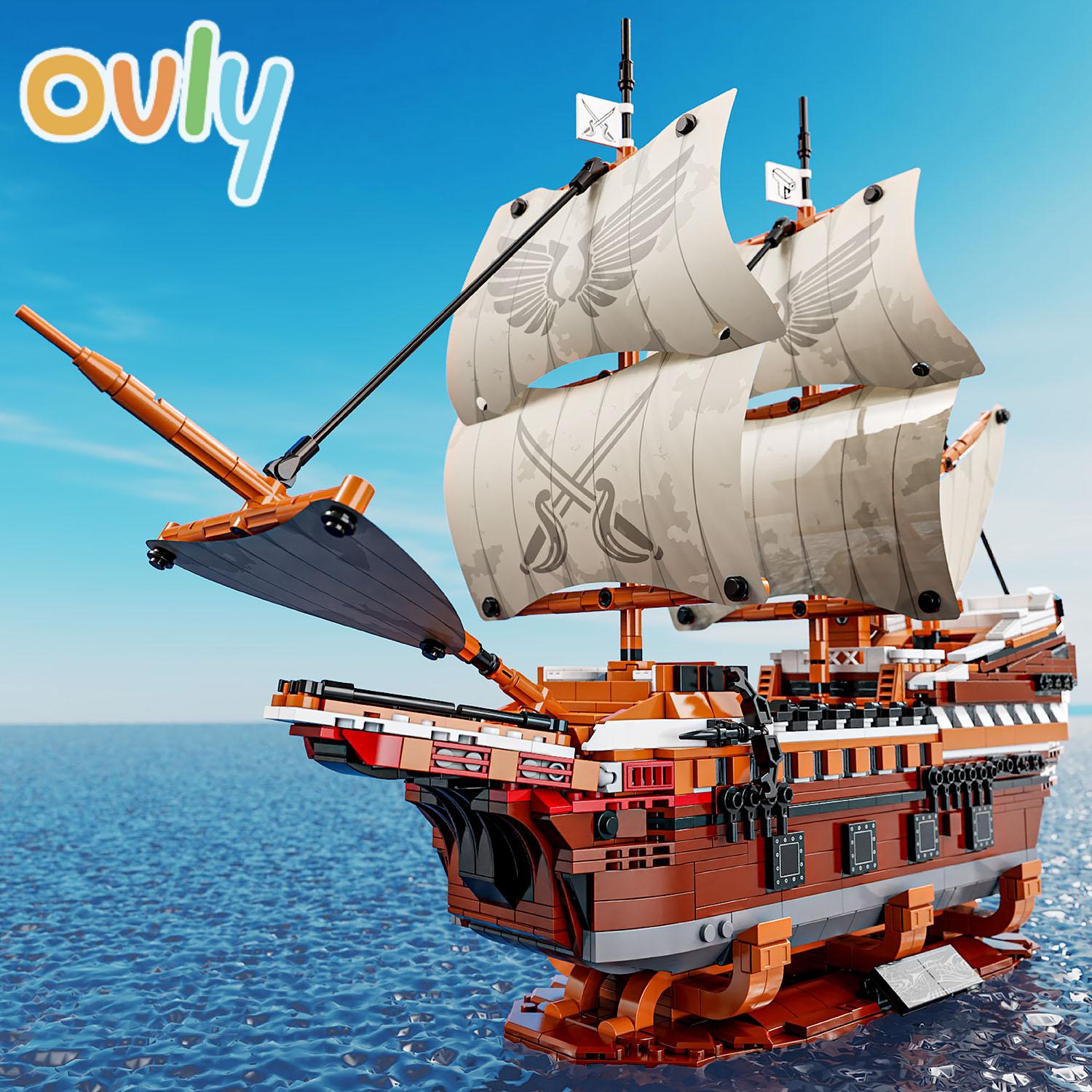 

2076 шт. Пираты Мэйфлауэра Военный корабль Строительные блоки Лодка Кирпичики Карибский MOC Сборные игрушки для детей Подарки на день рождения