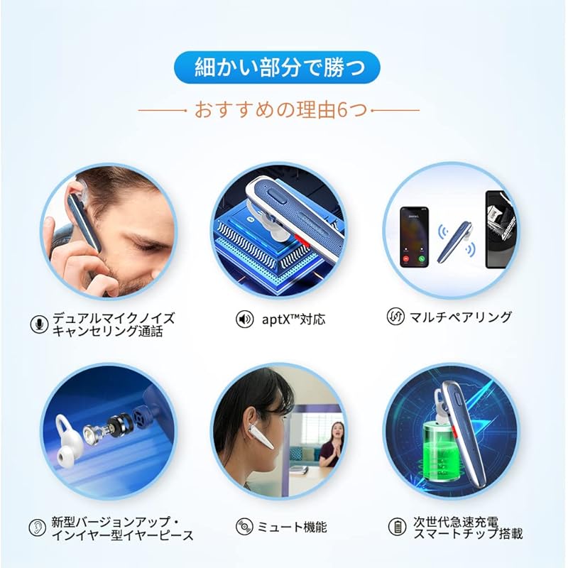 Lavodio wireless headset Bluetooth Qualcomm® Equipped with smart chip [aptX™& aptX™ HD, SBC/AAC compatible Dual microphone ENC noise reduction