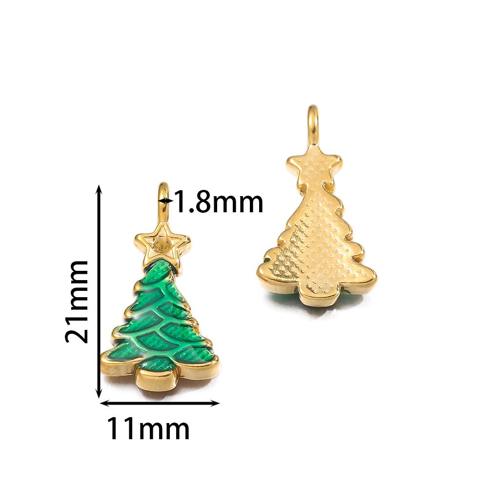 1pcs Stainless Steel Christmas Charms Gold Color Santa Claus Christmas Tree Enamel Pendants For DIY Earrings Necklaces Making