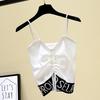 Summer New Style Letter Drawstring Knitted Short Top Sexy Bottoming Shirt Camisole Vest Inner Wear