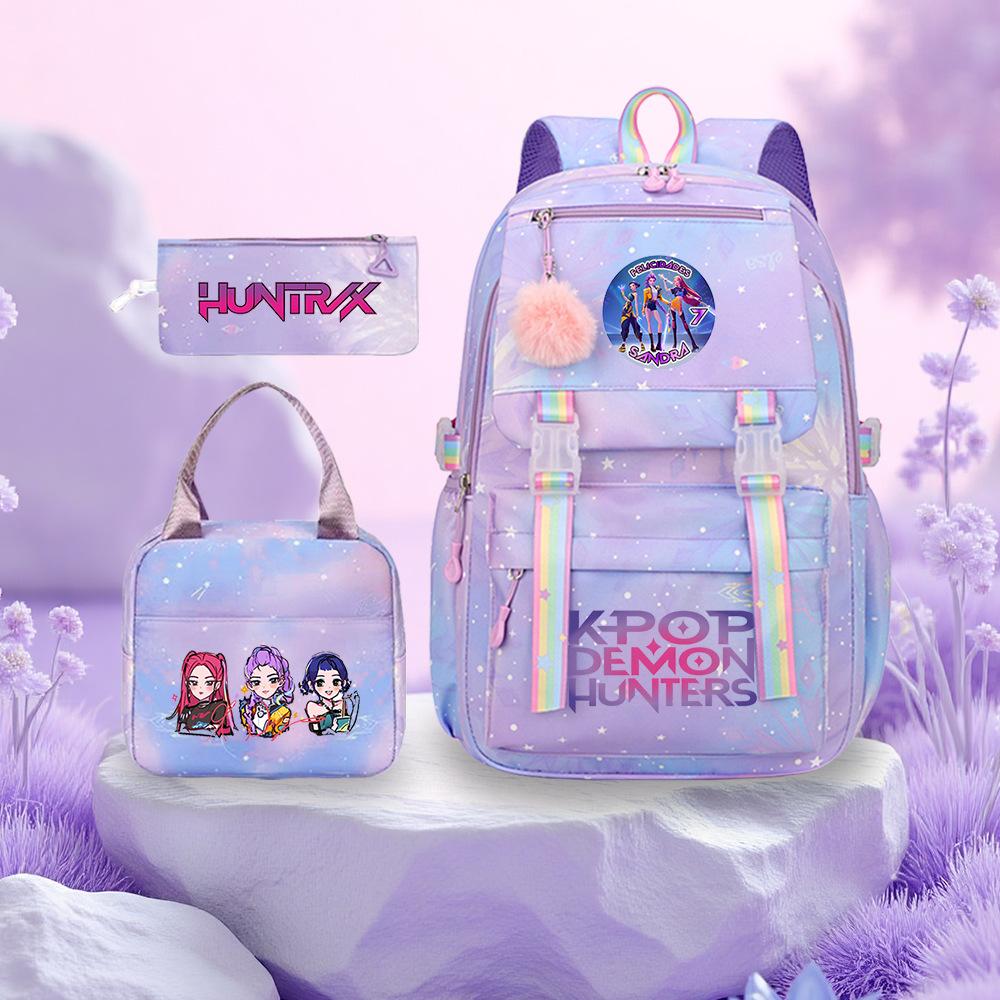 K-Pop Witch Hunters Cartoon Printed Student Pencil Bag Lunch Bag Three-Piece Backpack
