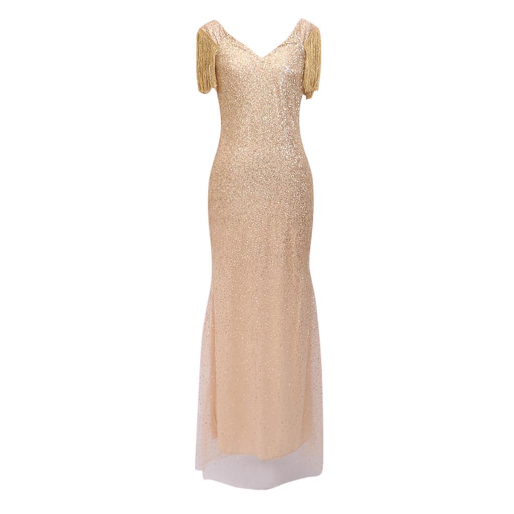 Women Sexy Showback Sexy Deep V Sleeveless Neckless Dress Long Dress