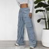 Women's Cargo Pants Spring/Summer New Wide-Leg Pants Casual Simple Tie-Waist Multi-Pocket Long Pants