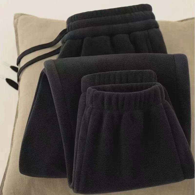 Men's Winter Double-Sided Fleece Sweatpants - Large Size, Warm, Casual, Cuffed Trousers