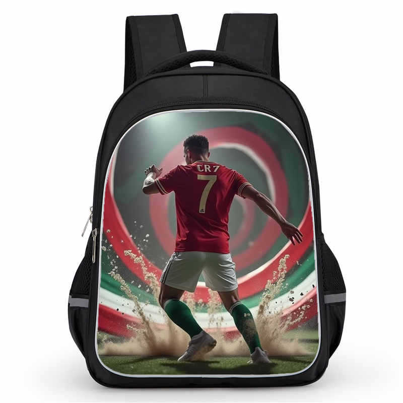 Cr7 Rucksack Hochauflösender Druck Große Kapazität Multifunktion Reißverschluss Oxford Rückenschutz Leichter Rucksack