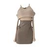 MODKOKU Gestricktes Langes Mini Koreanisches Alltags-Tee Nacht Größe M Damen Off-Shoulder Kleid, Sexy, Schulterfrei, Ärmel, Stilvoll, Niedlich, Schleife, Spitze,