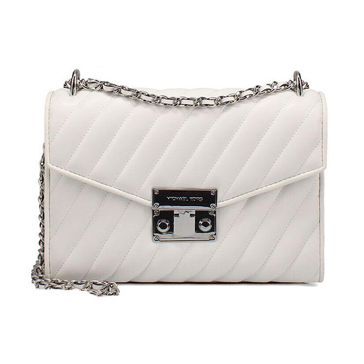 

Michael Kors MK Rose Chain Silver Buckle Flap Bag Leather Shoulder Crossbody Bag Regular Women bags Pure-White 35T0SXOL2U-OPTIC-WHITE Basic Set (Bag+Dust Bag)