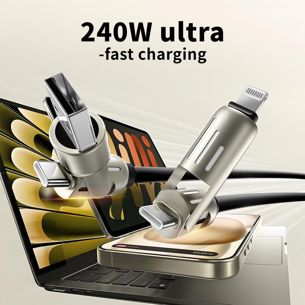 Type C Data Cable Professional Flexible Colorful Breathing Lights USB C To USB C Cable Round Shell for Laptops for Computers