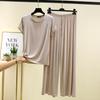 T-shirt estive in modal a maniche corte e pantaloni a gamba larga Set pigiama tinta unita Abbigliamento casual per la casa Tuta 2 pezzi Pigiama casual abbigliamento comodo