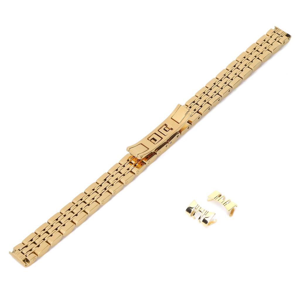 10mm AntiRust Stainless Steel Watch Strap Replacement Watch Band Strap Accessory for Watchmaker(Gold )