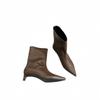 Mode Luxus Damenstiefel Designer High Heels Herbst Vintage Spitzzehen Stiefeletten für Damen Mode Vielseitige Stiefel Zapatos De Mujer