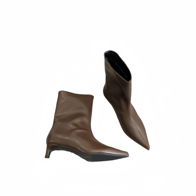 Mode Luxus Damenstiefel Designer High Heels Herbst Vintage Spitzzehen Stiefeletten für Damen Mode Vielseitige Stiefel Zapatos De Mujer