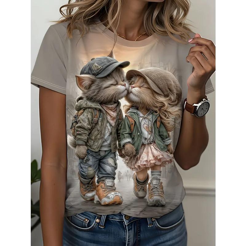 T-shirt Estiva Moda Stampata 3D Donna Traspirante Versatile Tendenza