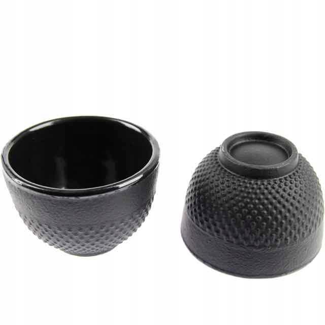Cast Iron Cups 2 Pcs. Cast Iron Set For Tea And Herbs, Black Enamelled