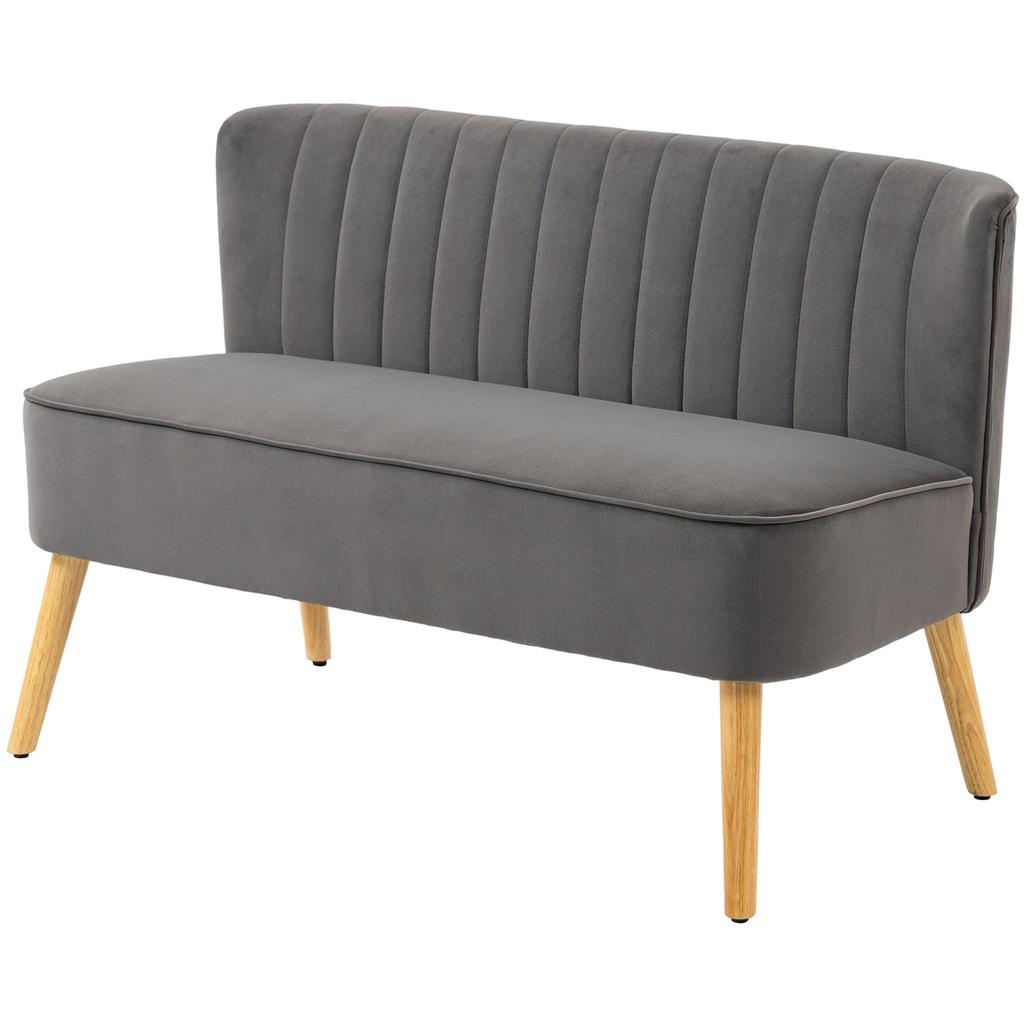 Sofa Retrodesign 2 Seater Sofa Wooden Legs 117 Cm X 56.5 Cm X 77 Cm Dark Gray