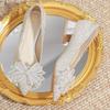 Comfortable Chunky Heel Bridal Shoes: Mid-Heel Crystal Wedding Shoes for Pregnant Brides