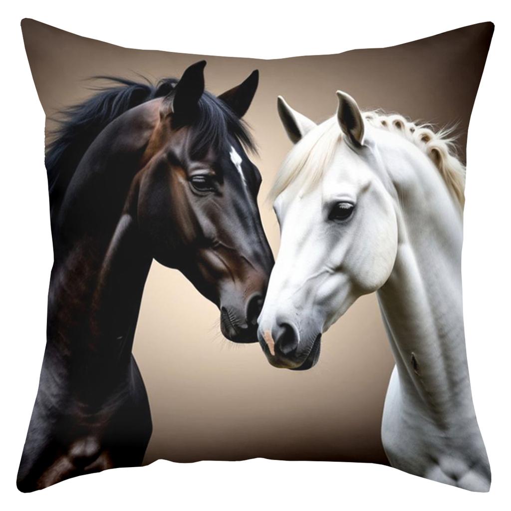 Horse Patterned Cushion Covers Dynamic Horse Images Polyester pillowcase, sofa decorative cushion cov Headboard Pillow