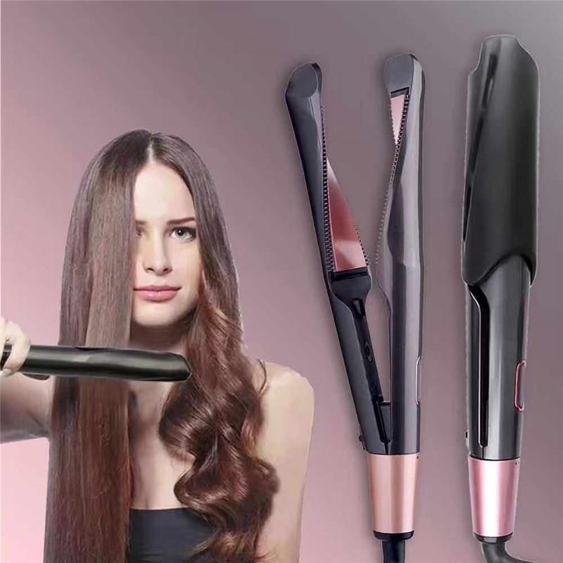 Hair Curler Straightener 2 In 1 Spiral Wave Curling Iron  Hair Straighteners
