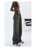 2025 Autumn/Winter Distressed High-Waisted Straight-Leg Women's Wide-Leg Jeans