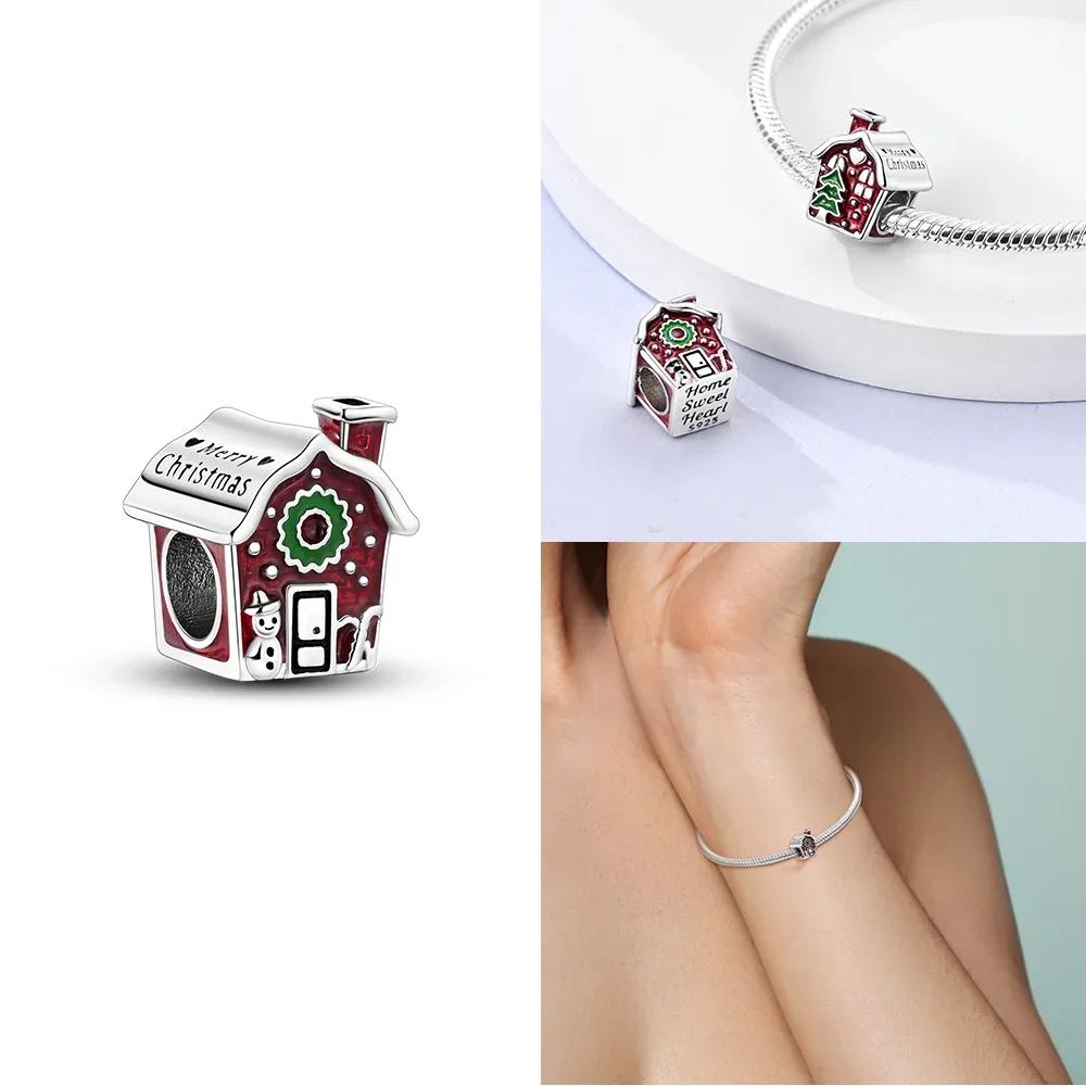 Red Santa Claus White Snowman Snowflakes Gift Boots Original Copper Charms Beads Fit Bracelet Jewelry Women Diy