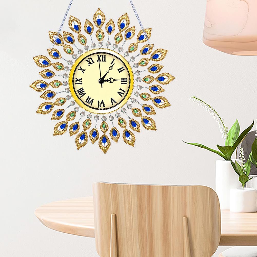 2D/Flat DIY Special Shape Diamond Painting Ornament with Clock Function Acrylic 5D Hanging Clock Art Craft Home & Bedroom Decor