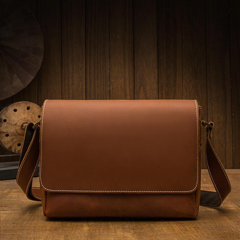 Johnature Kézzel készített valódi bőr férfi táska Vintage természetes valódi marhabőr táska divatos férfi válltáskák