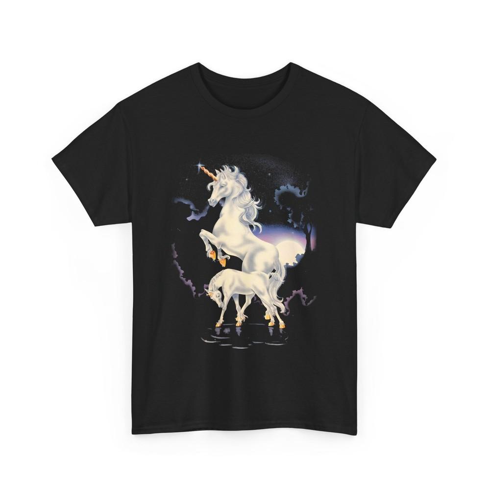 

1980s terraro lake moon unicorn fantasy art tshirt 3XL