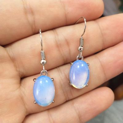Elegant Women Jewelry Charm Oval Shape Moonstone Dangle Hook Earring