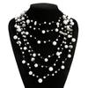 Design sense, hand-woven imitation pearl necklace, retro stacking, high-end sense, multi-layer stacking, collarbone chain