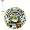2D Flat Acrylic Ornamen Sign, Adorable Gnome with Shamrock & "Kiss Me I'm Irish" Sign, St. Patrick's Day Acrylic Hanging Ornament - Vibrant Green