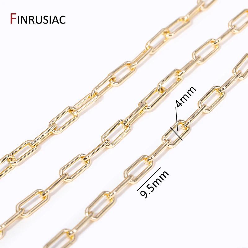 

4mm*9.5mm 14K Real Gold Plated Brass Cuban Chain For Jewelry Making DIY Necklace Chain Making Supplies Accessories Length 1m