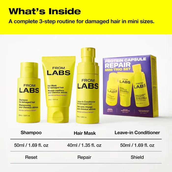 FROMLABS Protein Capsule Rapid Repair Hair Treatment 200ml,3-Minute Keratin Hair Mask & Deep Conditioner