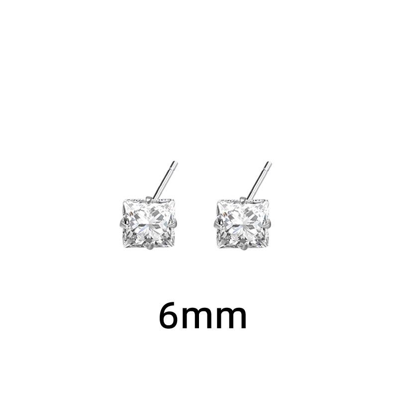 Korean Style Petite Square Zircon Stud Earrings for Pierced Ears - Simple Nude Diamond Cartilage Studs for Layering